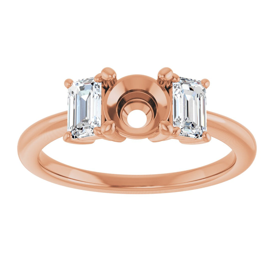 Round Three-Stone Engagement Ring Semi-Mount - gallery - Series 121986
