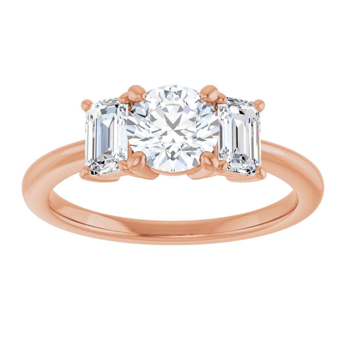 Round Three-Stone Engagement Ring Semi-Mount - gallery - Series 121986