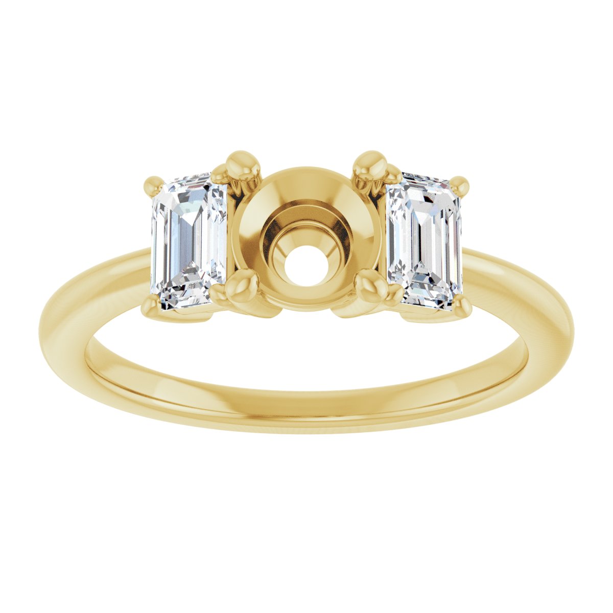 Round Three-Stone Engagement Ring Semi-Mount - gallery - Series 121986