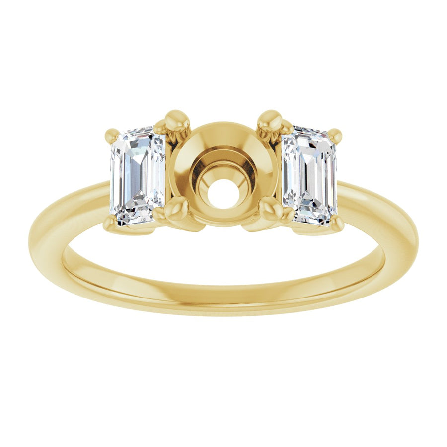 Round Three-Stone Engagement Ring Semi-Mount - gallery - Series 121986