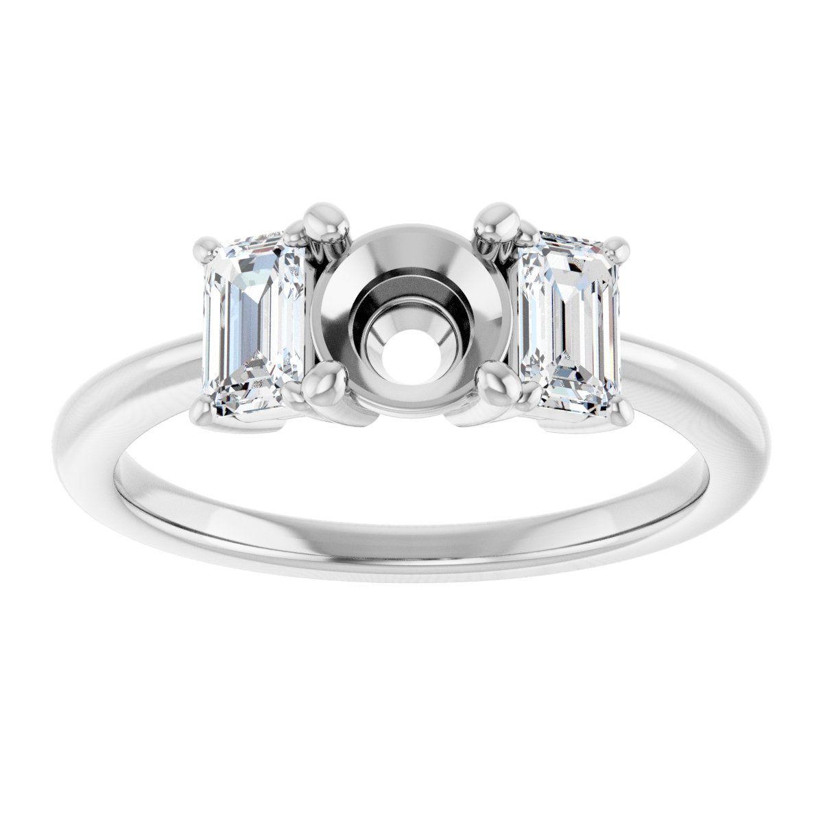 Round Three-Stone Engagement Ring Semi-Mount - gallery - Series 121986