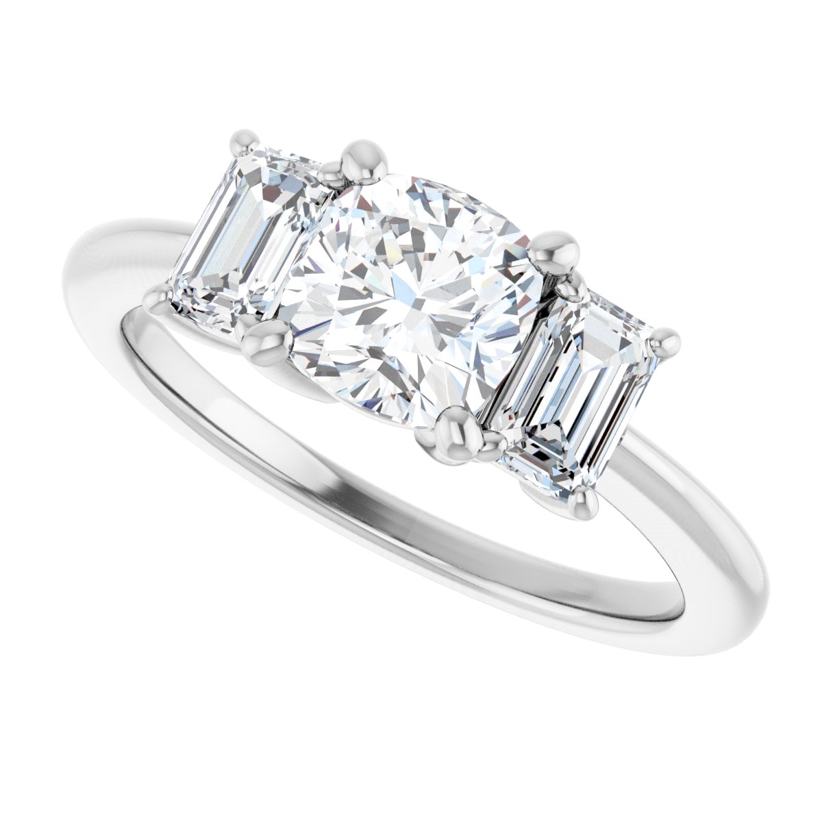 Cushion Three-Stone Engagement Ring Semi-Mount - gallery - Series 121986