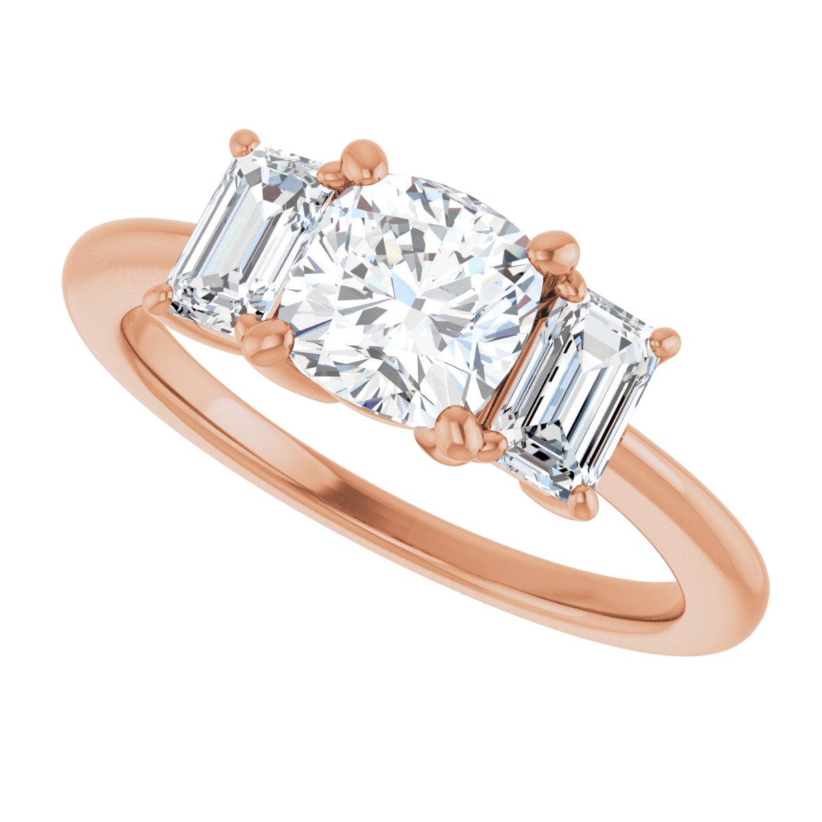 Cushion Three-Stone Engagement Ring Semi-Mount - gallery - Series 121986