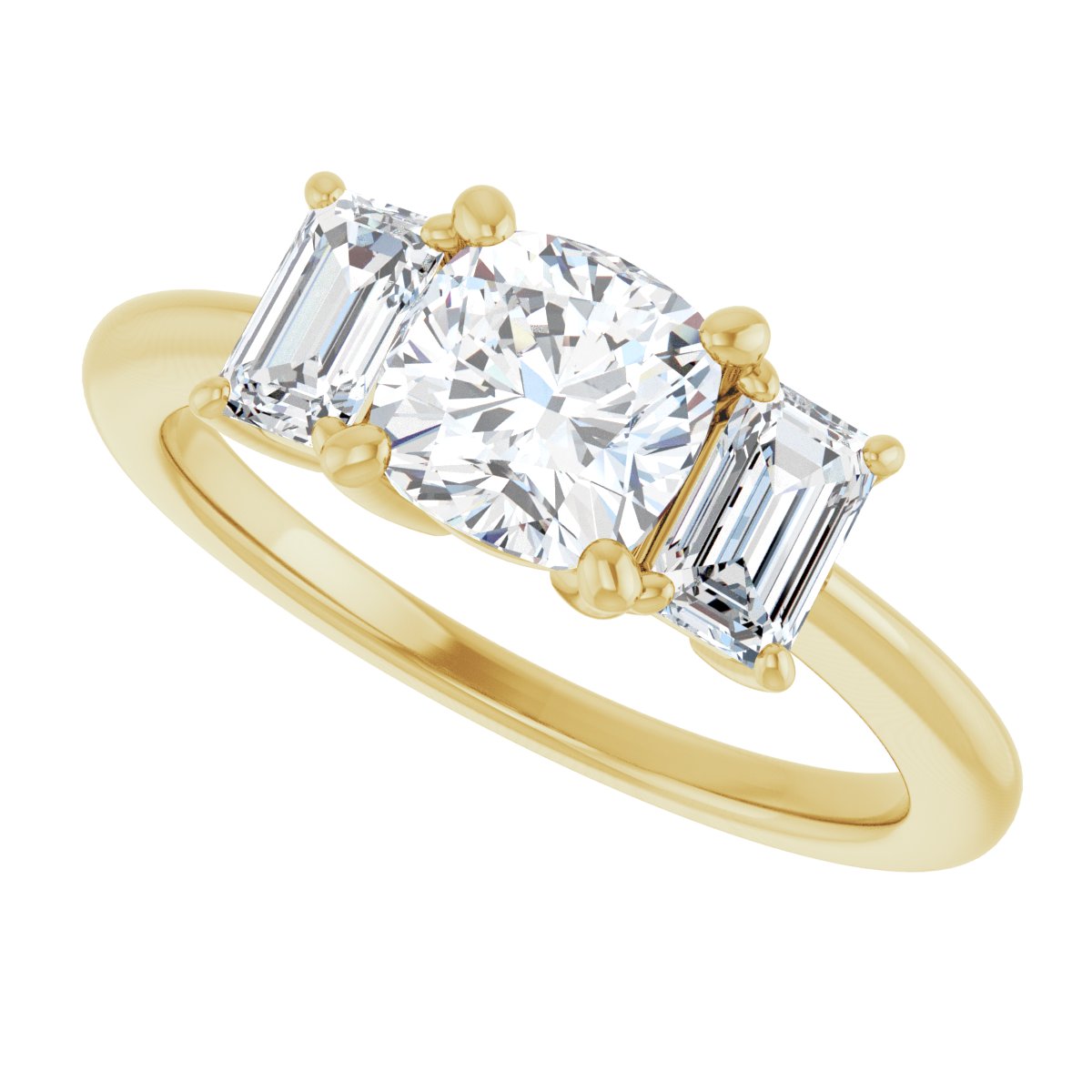 Cushion Three-Stone Engagement Ring Semi-Mount - gallery - Series 121986