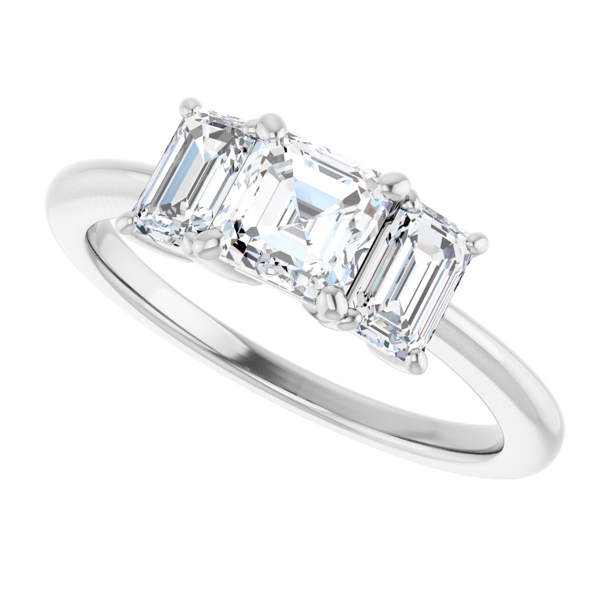 Asscher Three-Stone Engagement Ring Semi-Mount - gallery - Series 121986