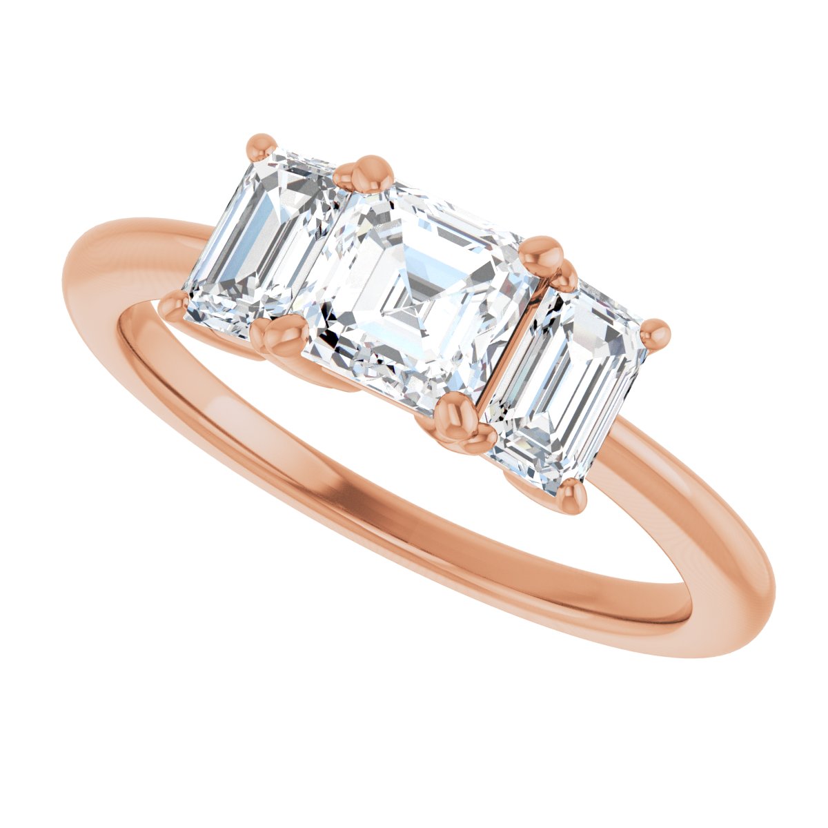 Asscher Three-Stone Engagement Ring Semi-Mount - gallery - Series 121986