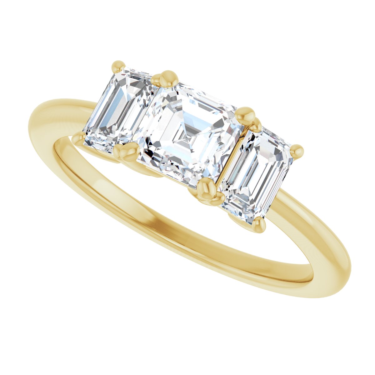 Asscher Three-Stone Engagement Ring Semi-Mount - gallery - Series 121986