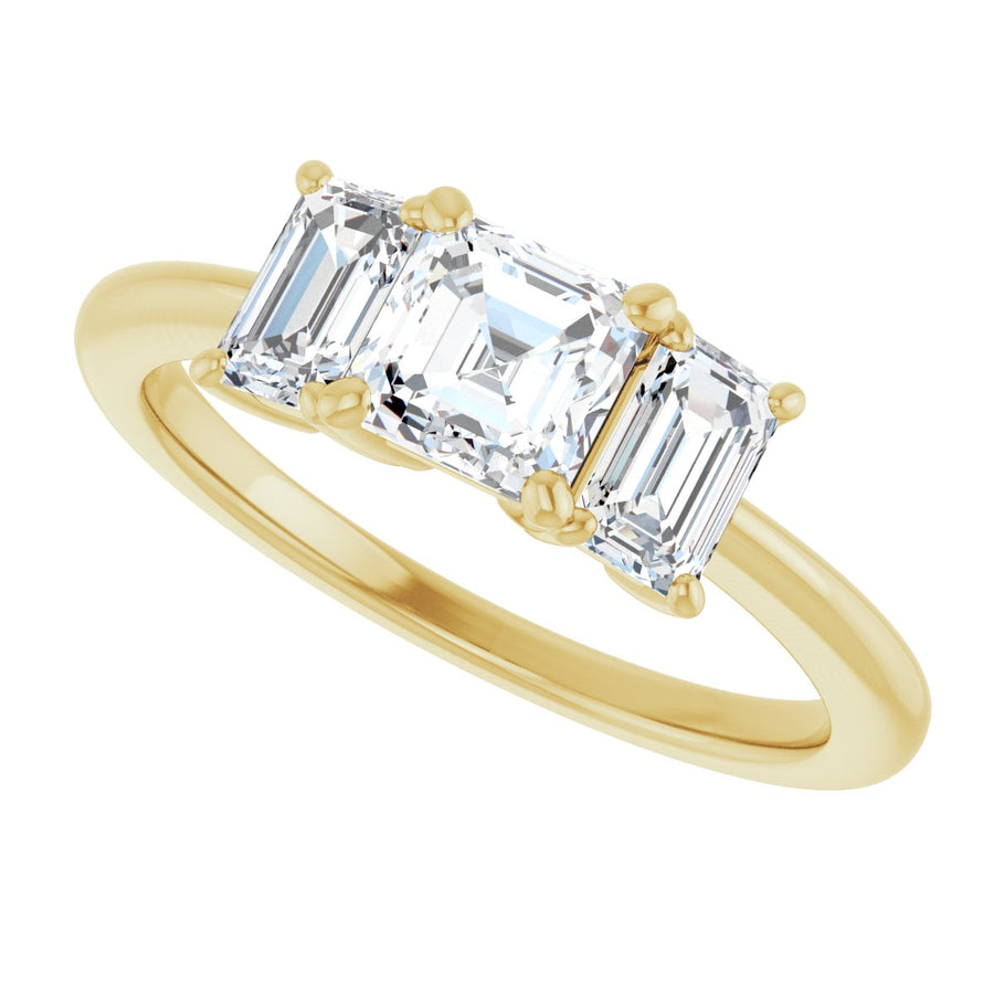Asscher Three-Stone Engagement Ring Semi-Mount - gallery - Series 121986