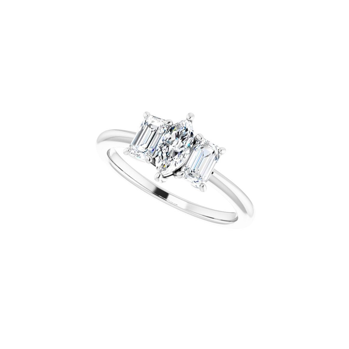 Marquise Three-Stone Engagement Ring Semi-Mount - gallery - Series 121986