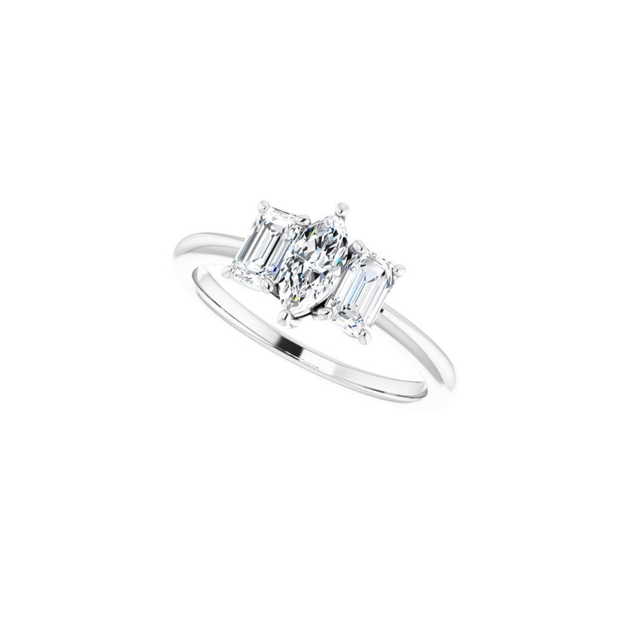 Marquise Three-Stone Engagement Ring Semi-Mount - gallery - Series 121986