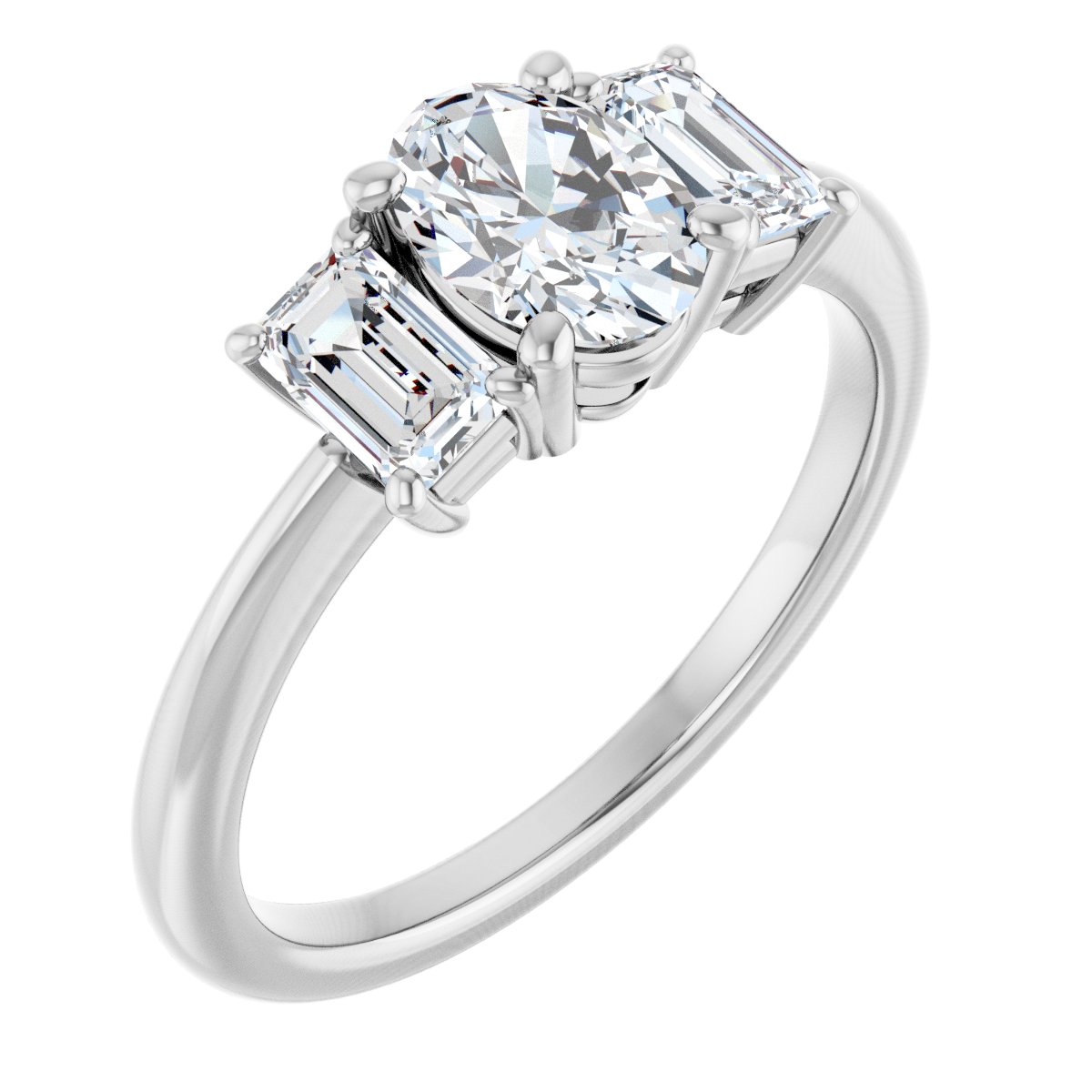 Natural Diamond Oval Three-Stone Engagement Ring Semi-Mount - Platinum - Series 121986