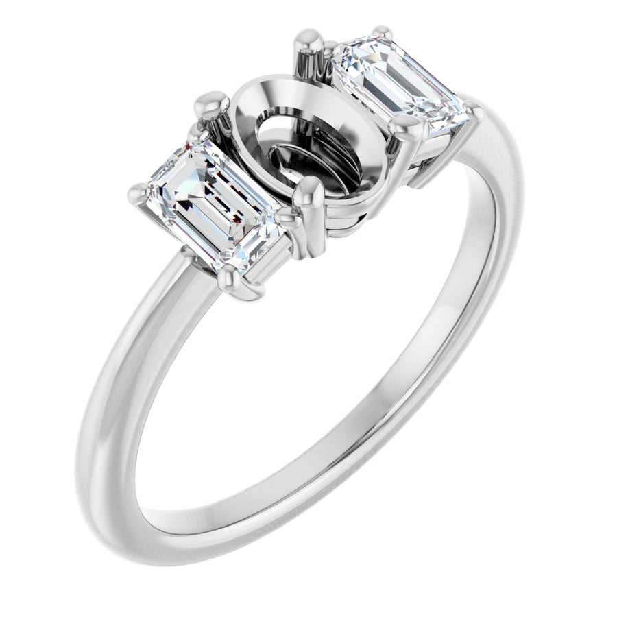 Oval Three-Stone Engagement Ring Semi-Mount - gallery - Series 121986
