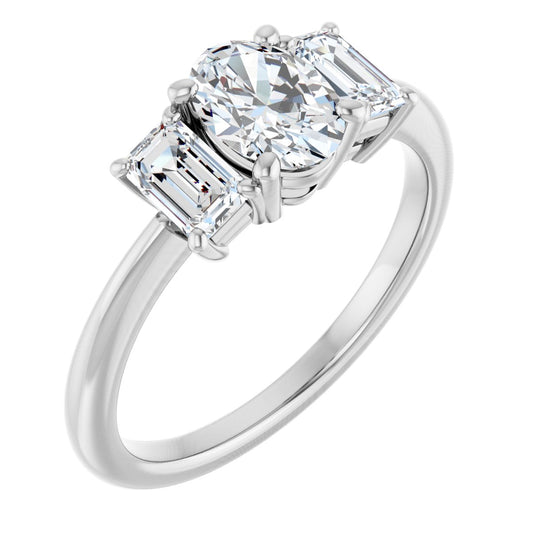 Oval Three-Stone Engagement Ring Semi-Mount - gallery - Series 121986