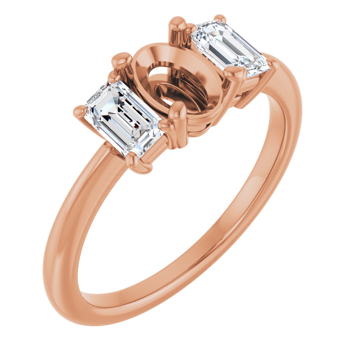 Oval Three-Stone Engagement Ring Semi-Mount - gallery - Series 121986