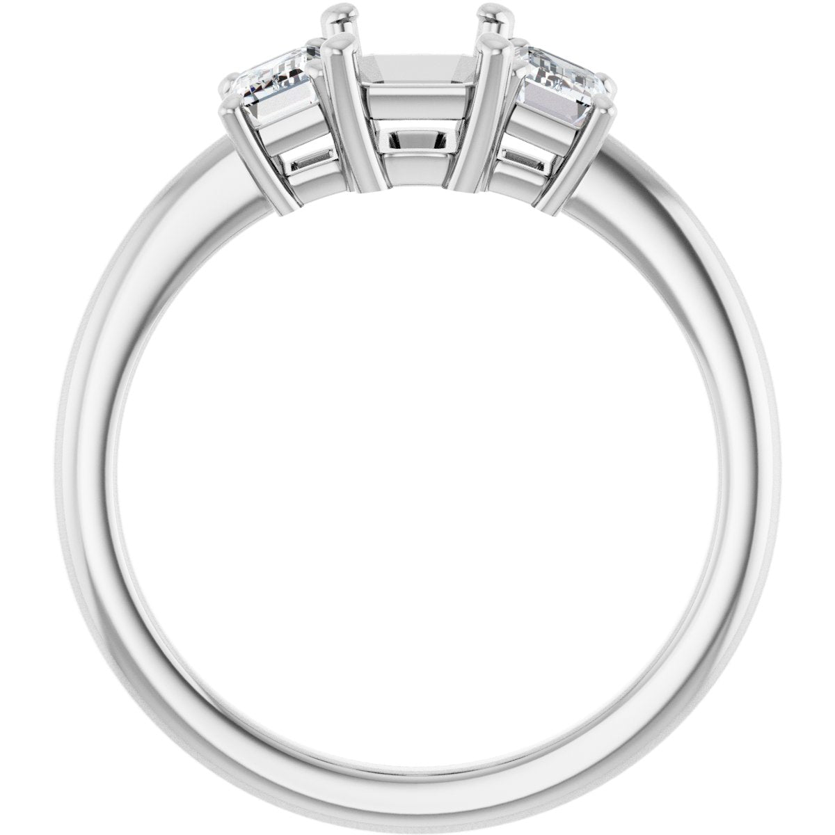 Emerald Three-Stone Engagement Ring Semi-Mount - gallery - Series 121986