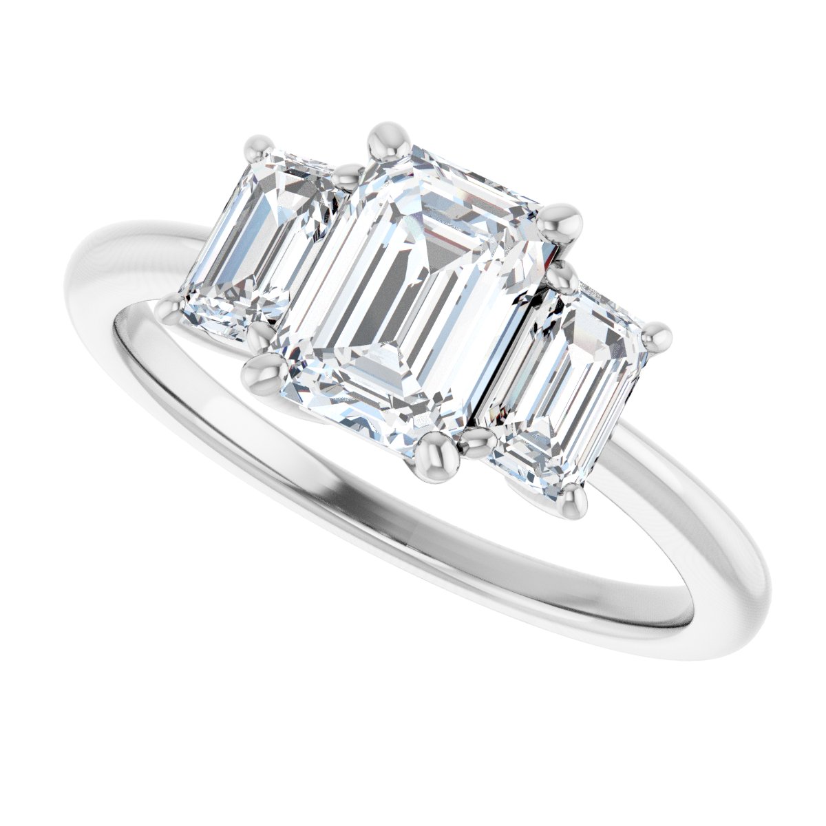 Emerald Three-Stone Engagement Ring Semi-Mount - gallery - Series 121986