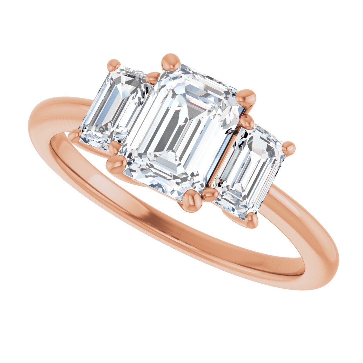 Emerald Three-Stone Engagement Ring Semi-Mount - gallery - Series 121986