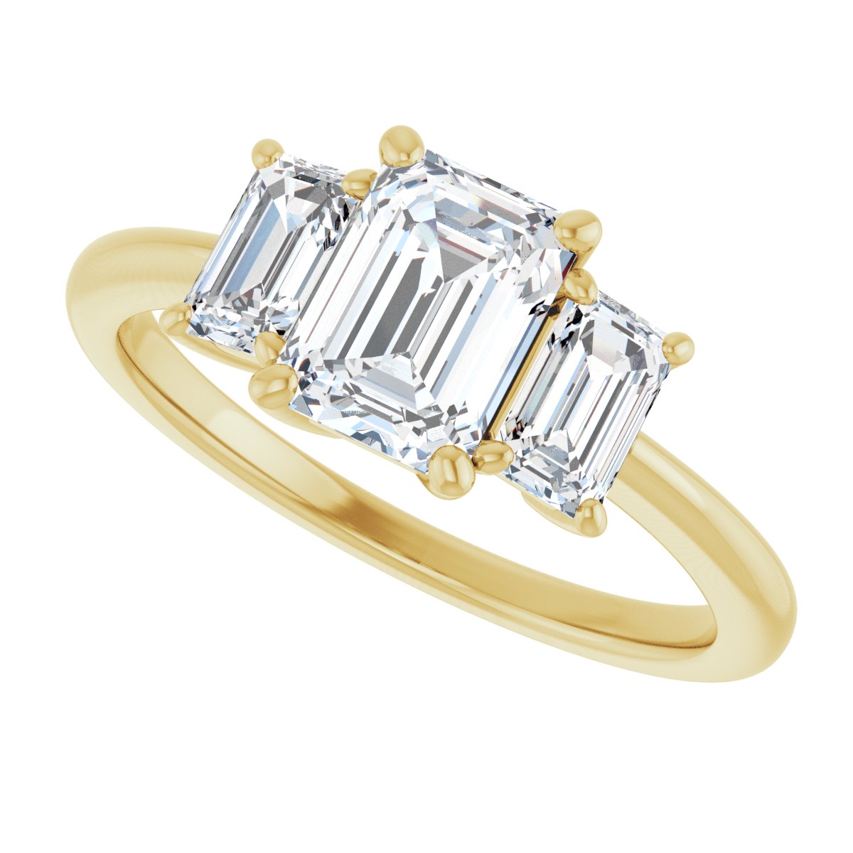 Emerald Three-Stone Engagement Ring Semi-Mount - gallery - Series 121986