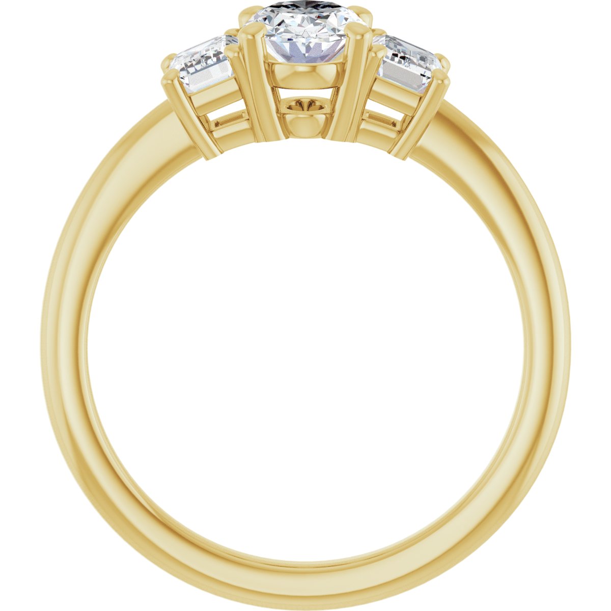 Oval Three-Stone Engagement Ring Semi-Mount - gallery - Series 121986