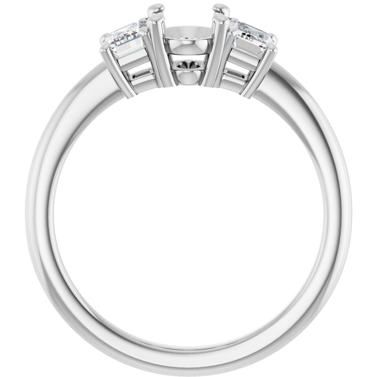 Oval Three-Stone Engagement Ring Semi-Mount - gallery - Series 121986