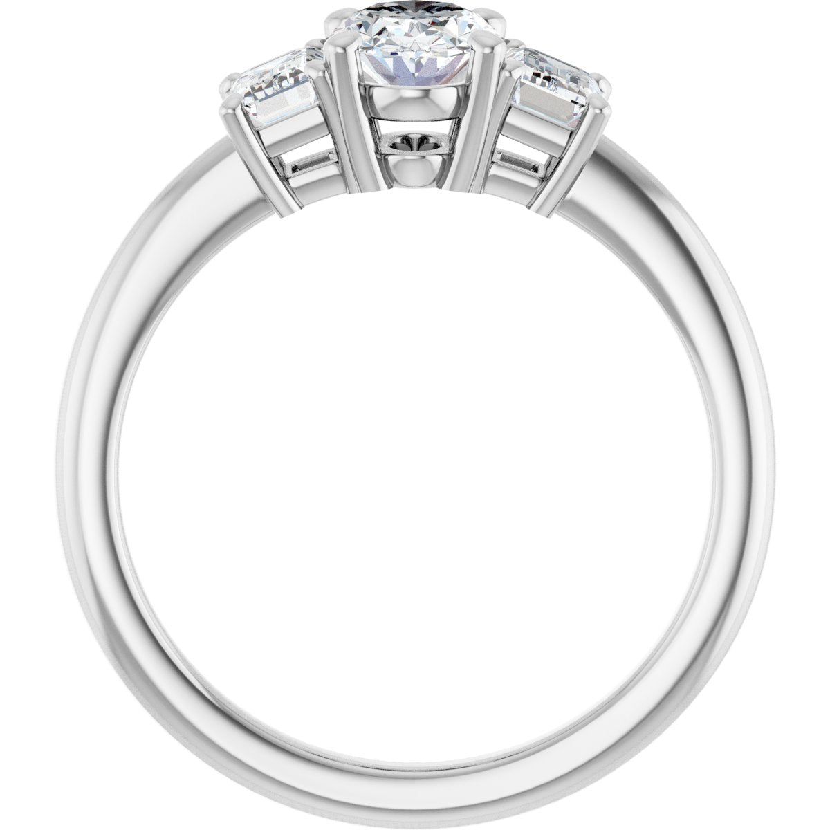 Oval Three-Stone Engagement Ring Semi-Mount - gallery - Series 121986