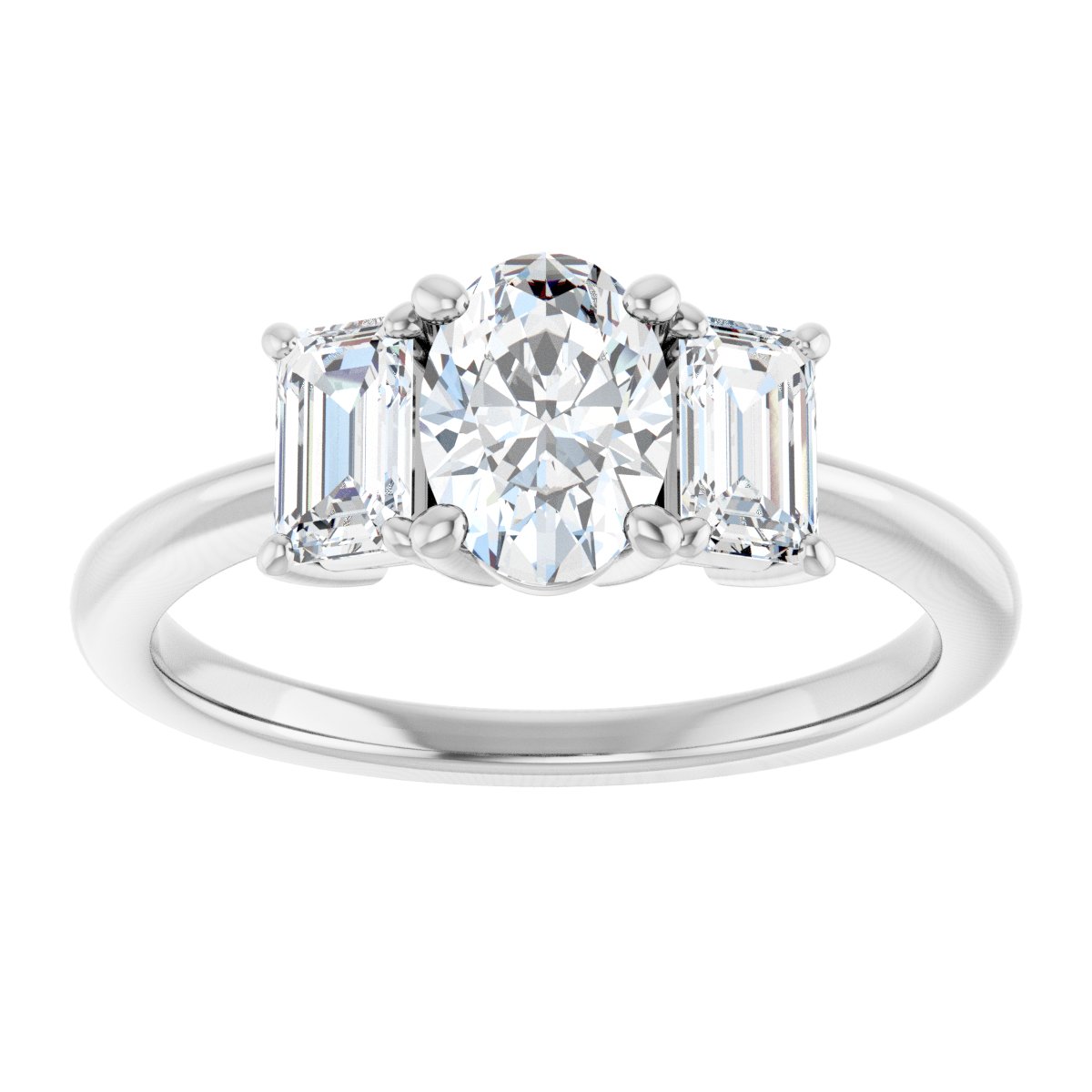 Oval Three-Stone Engagement Ring Semi-Mount - gallery - Series 121986