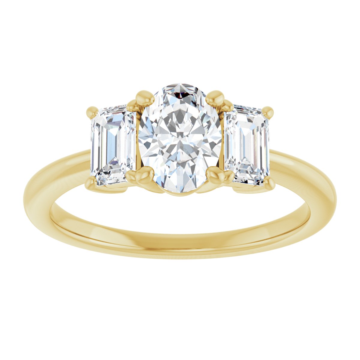 Oval Three-Stone Engagement Ring Semi-Mount - gallery - Series 121986