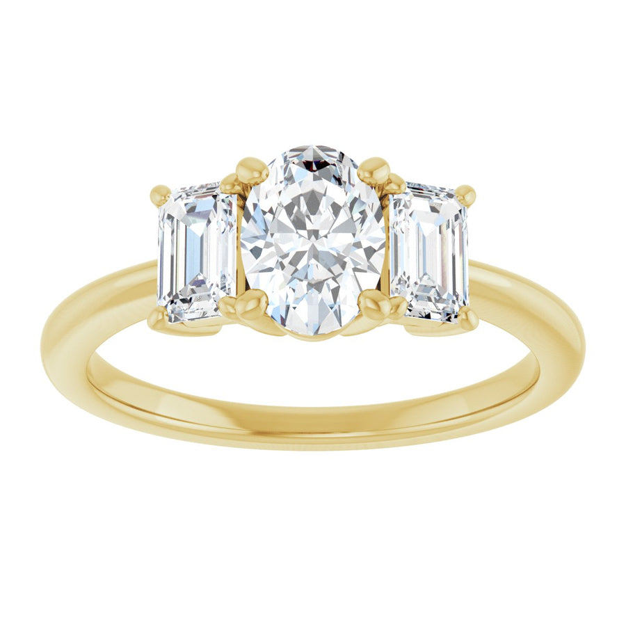 Oval Three-Stone Engagement Ring Semi-Mount - gallery - Series 121986