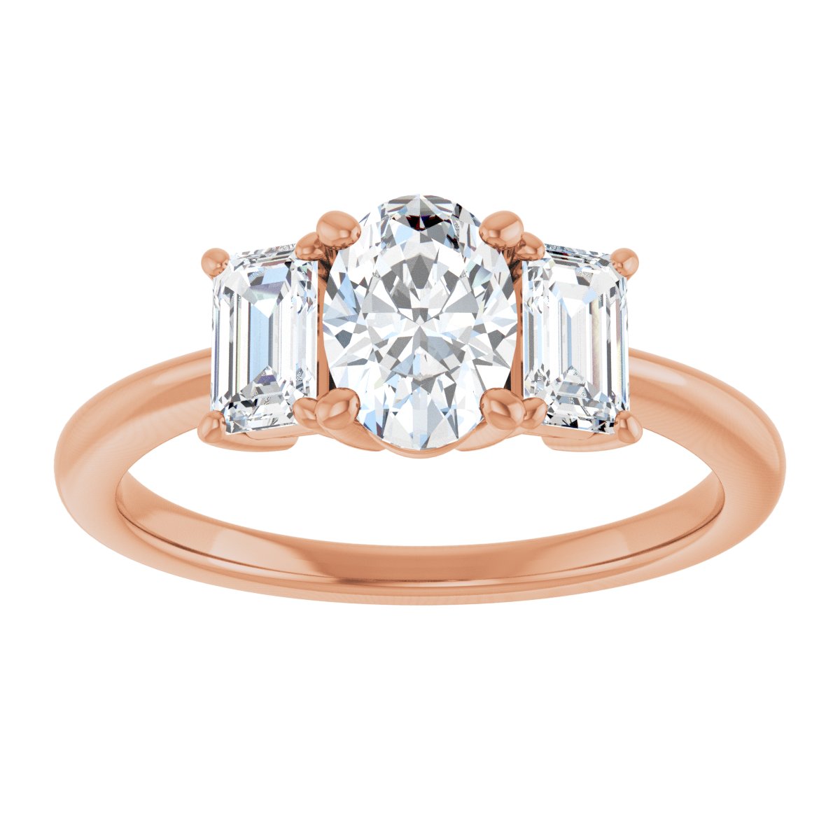 Oval Three-Stone Engagement Ring Semi-Mount - gallery - Series 121986