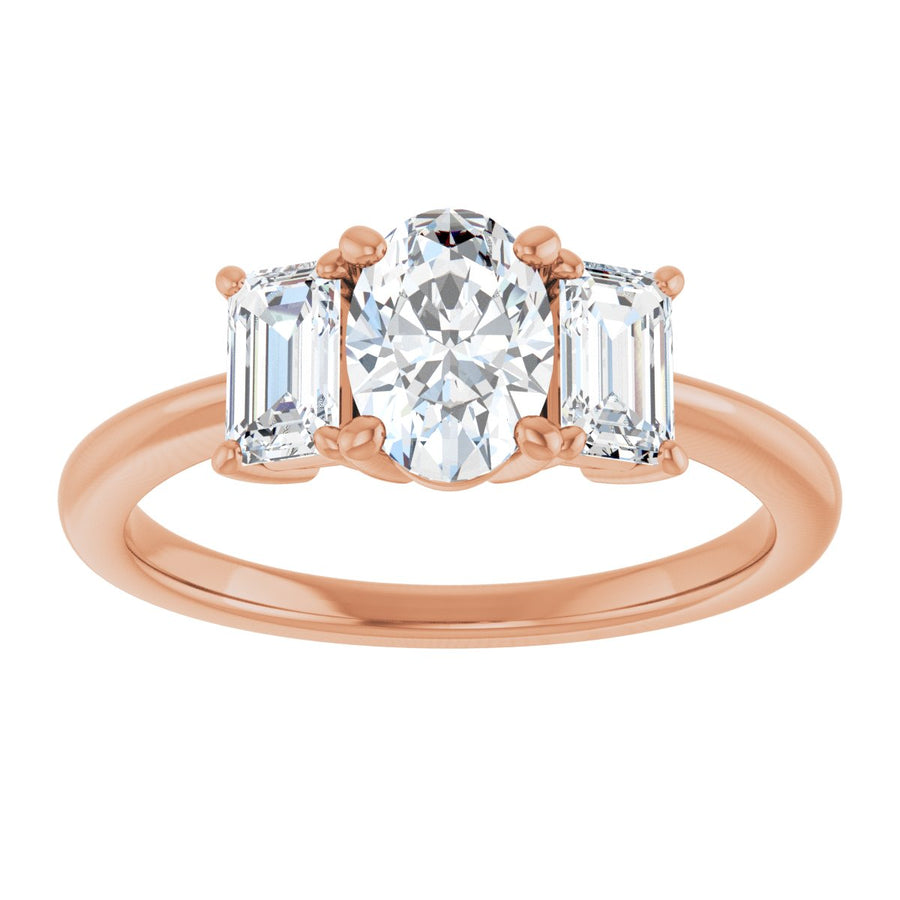Oval Three-Stone Engagement Ring Semi-Mount - gallery - Series 121986
