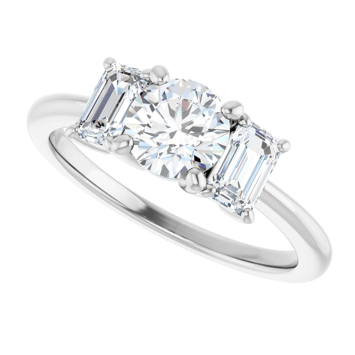 Round Three-Stone Engagement Ring Semi-Mount - gallery - Series 121986