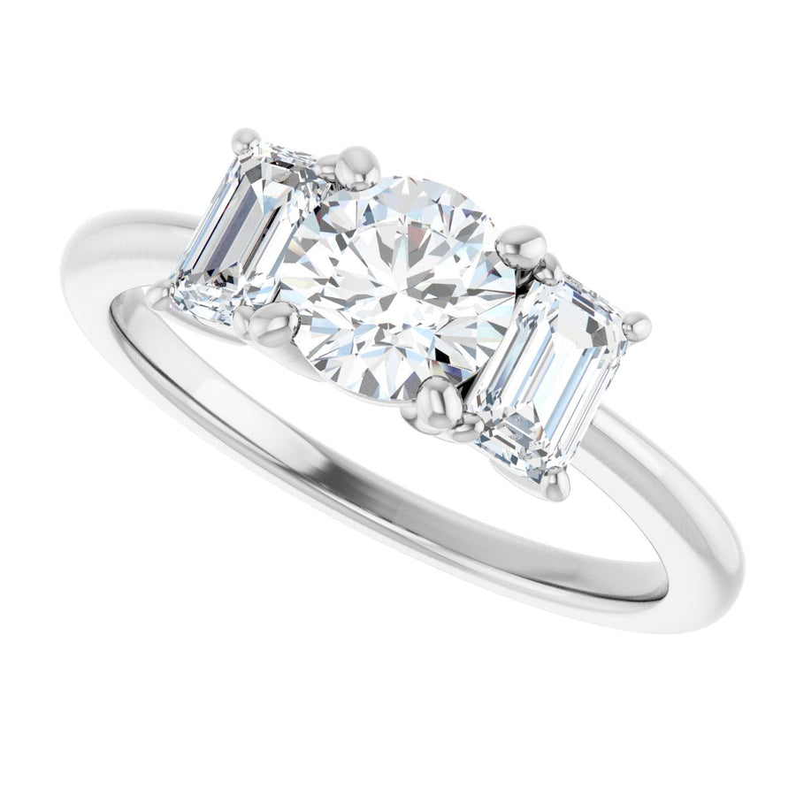 Round Three-Stone Engagement Ring Semi-Mount - gallery - Series 121986