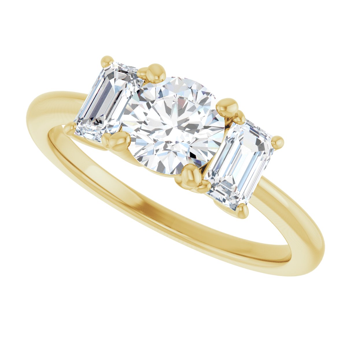 Round Three-Stone Engagement Ring Semi-Mount - gallery - Series 121986