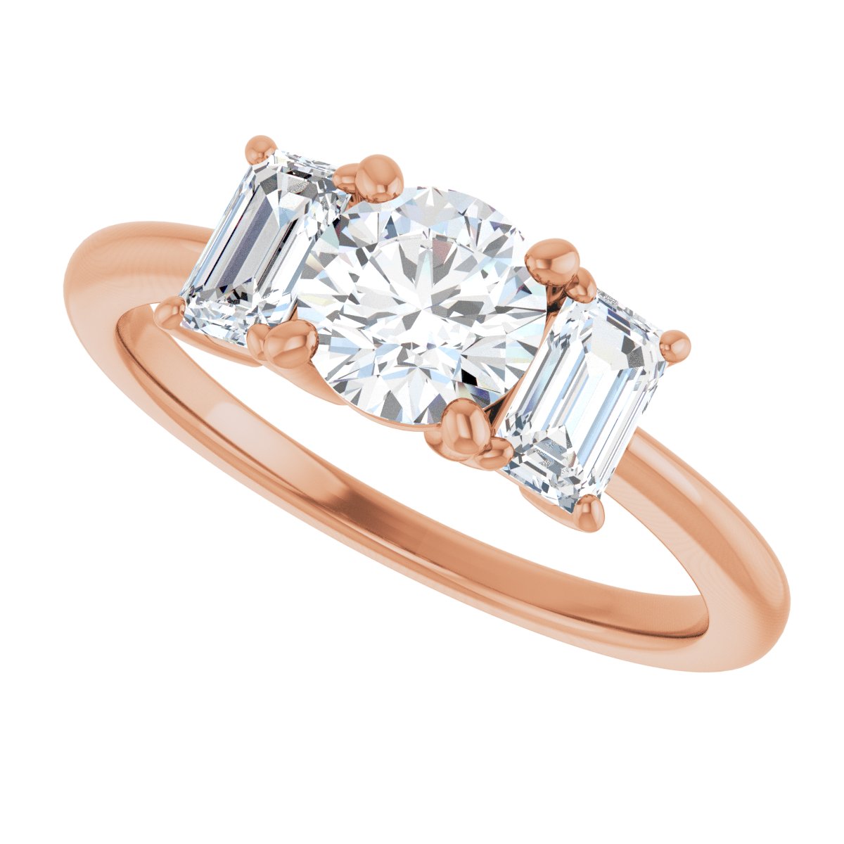 Round Three-Stone Engagement Ring Semi-Mount - gallery - Series 121986
