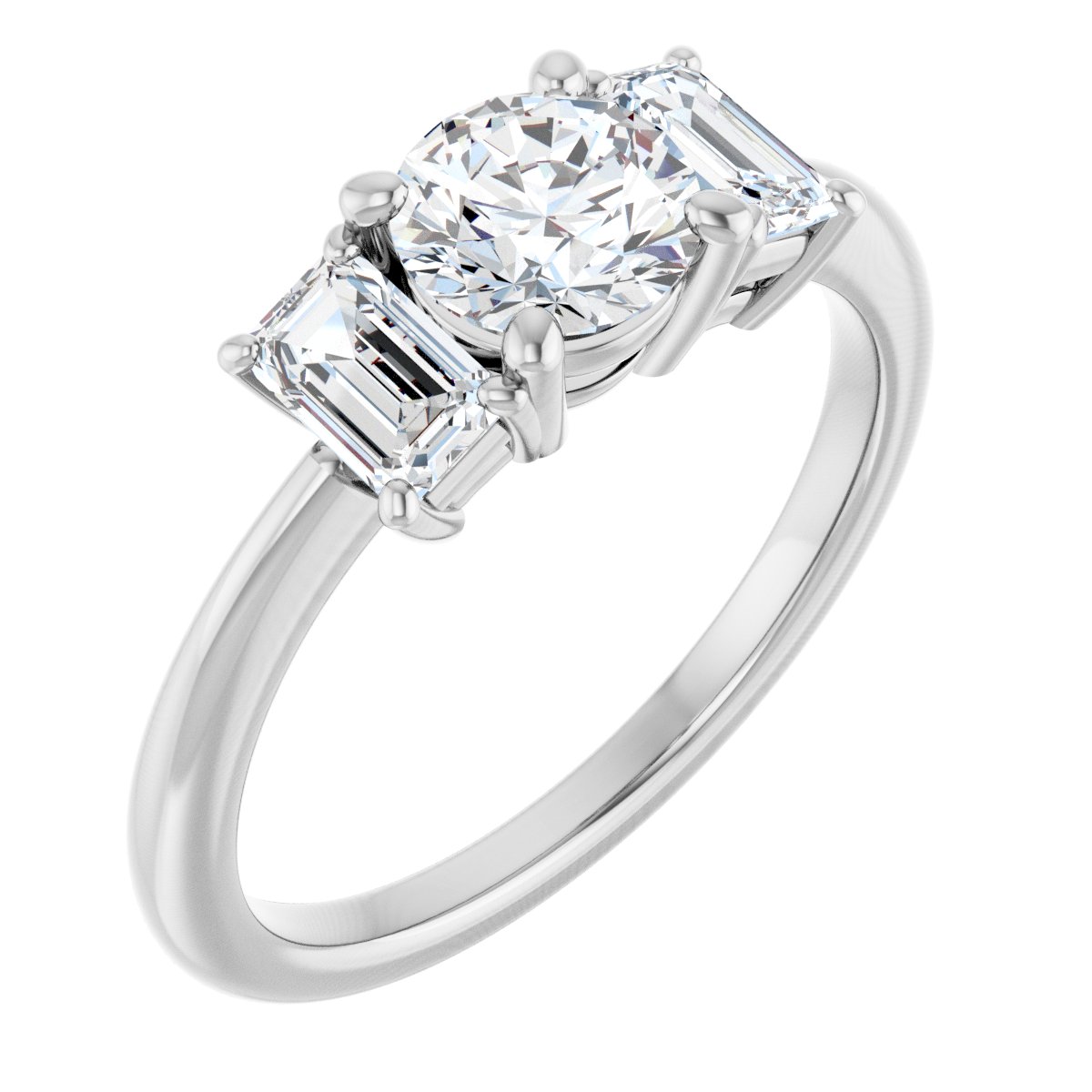 Natural Diamond Round Three-Stone Engagement Ring Semi-Mount - Platinum - Series 121986