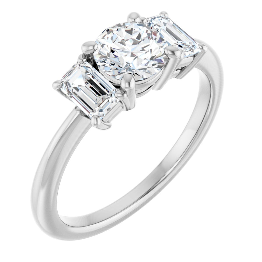 Natural Diamond Round Three-Stone Engagement Ring Semi-Mount - Platinum - Series 121986