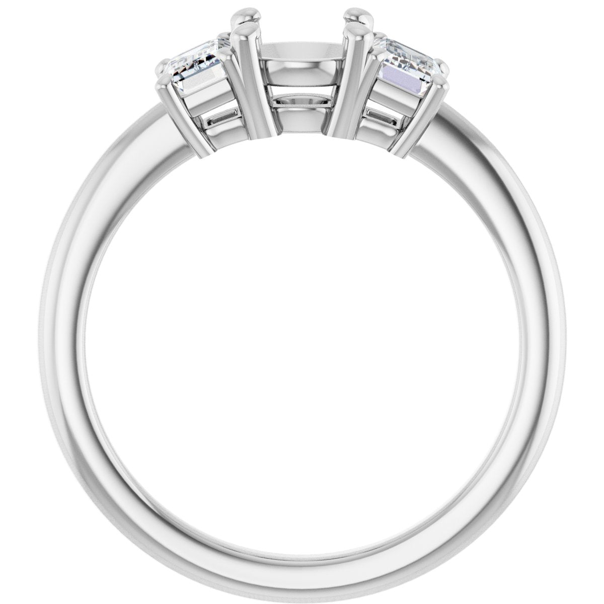 Round Three-Stone Engagement Ring Semi-Mount - gallery - Series 121986