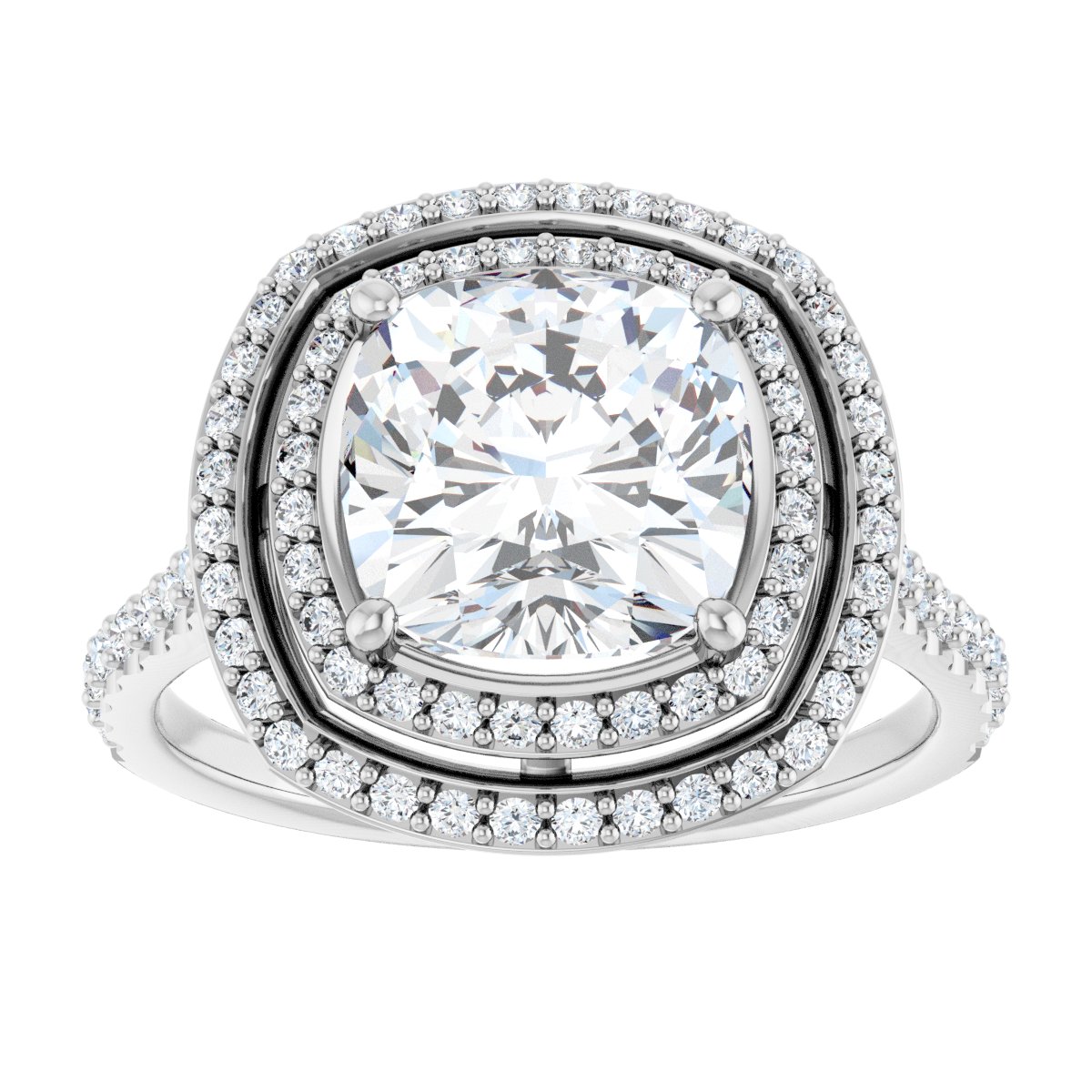 Cushion Double Halo-Style Engagement Ring Semi-Mount - gallery - Series 121992