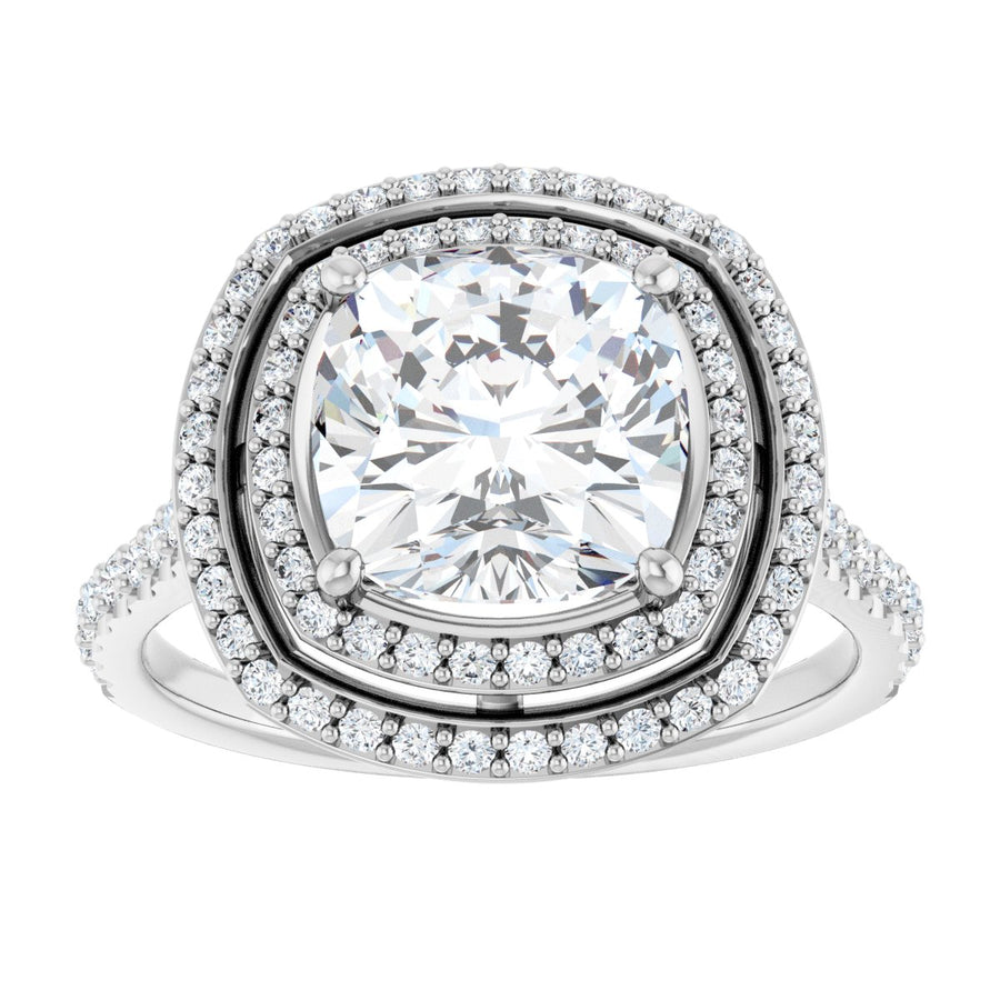 Cushion Double Halo-Style Engagement Ring Semi-Mount - gallery - Series 121992