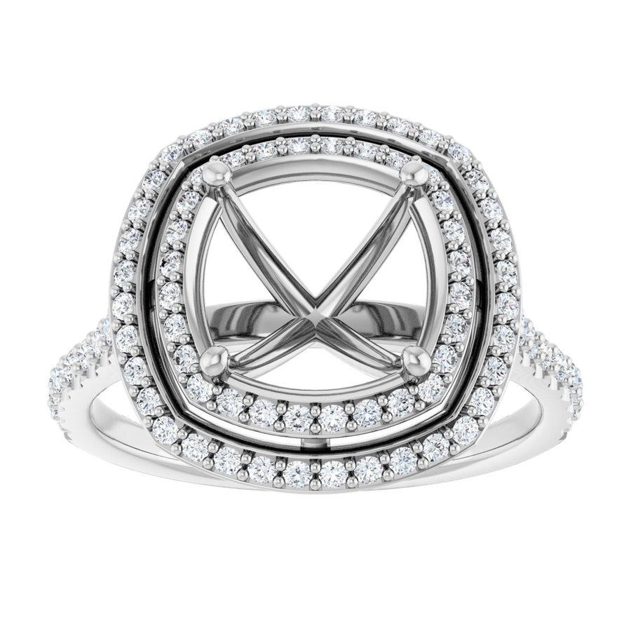 Cushion Double Halo-Style Engagement Ring Semi-Mount - gallery - Series 121992