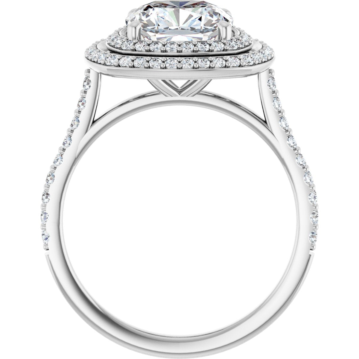 Cushion Double Halo-Style Engagement Ring Semi-Mount - gallery - Series 121992