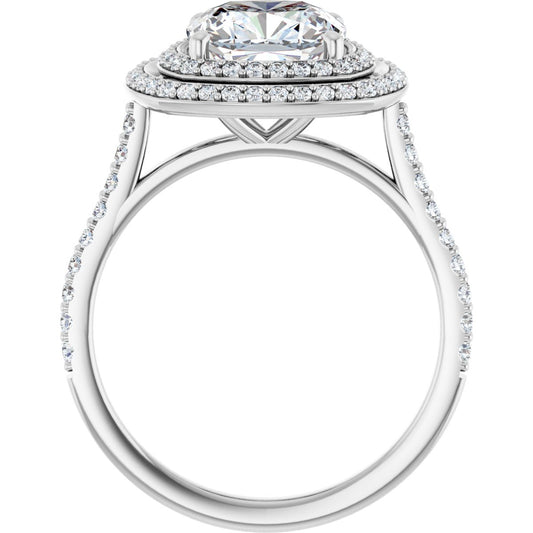 Cushion Double Halo-Style Engagement Ring Semi-Mount - gallery - Series 121992