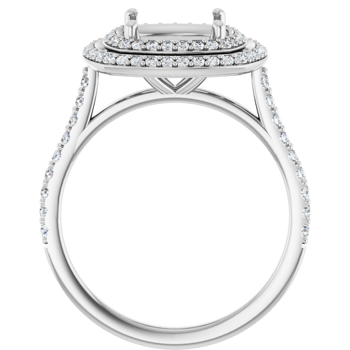 Cushion Double Halo-Style Engagement Ring Semi-Mount - gallery - Series 121992