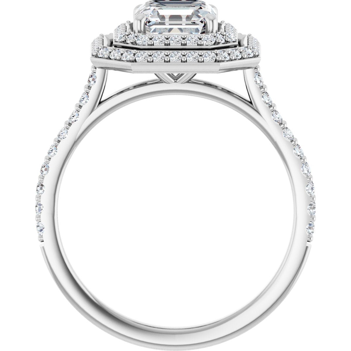 Asscher Double Halo-Style Engagement Ring Semi-Mount - gallery - Series 121992