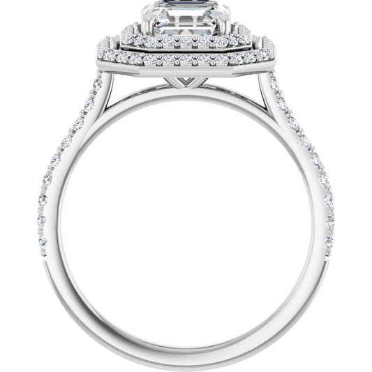 Asscher Double Halo-Style Engagement Ring Semi-Mount - gallery - Series 121992