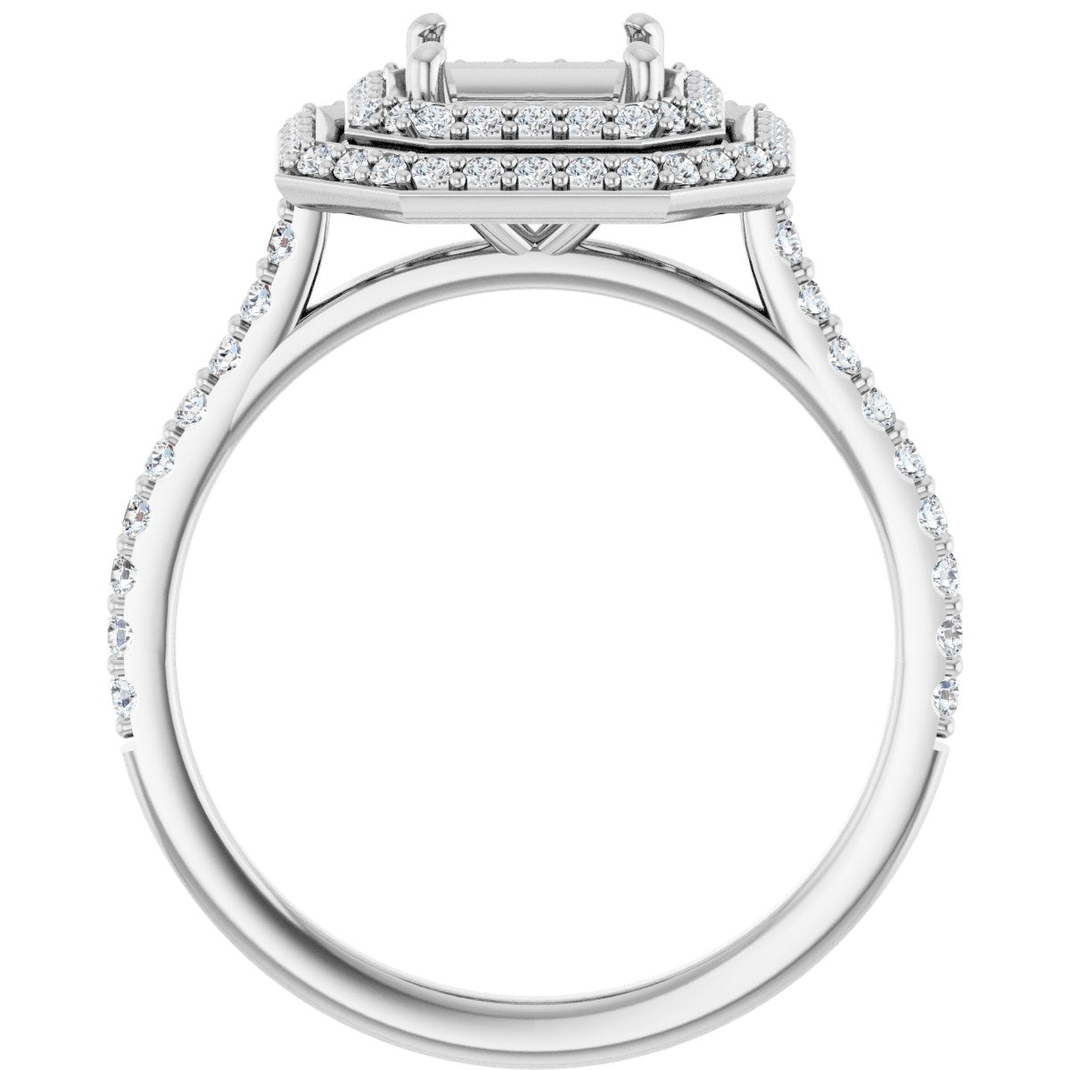 Asscher Double Halo-Style Engagement Ring Semi-Mount - gallery - Series 121992