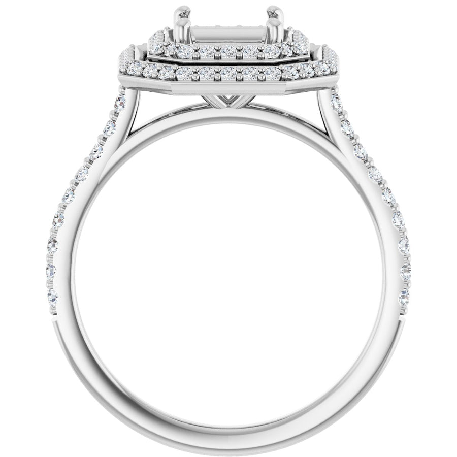 Asscher Double Halo-Style Engagement Ring Semi-Mount - gallery - Series 121992
