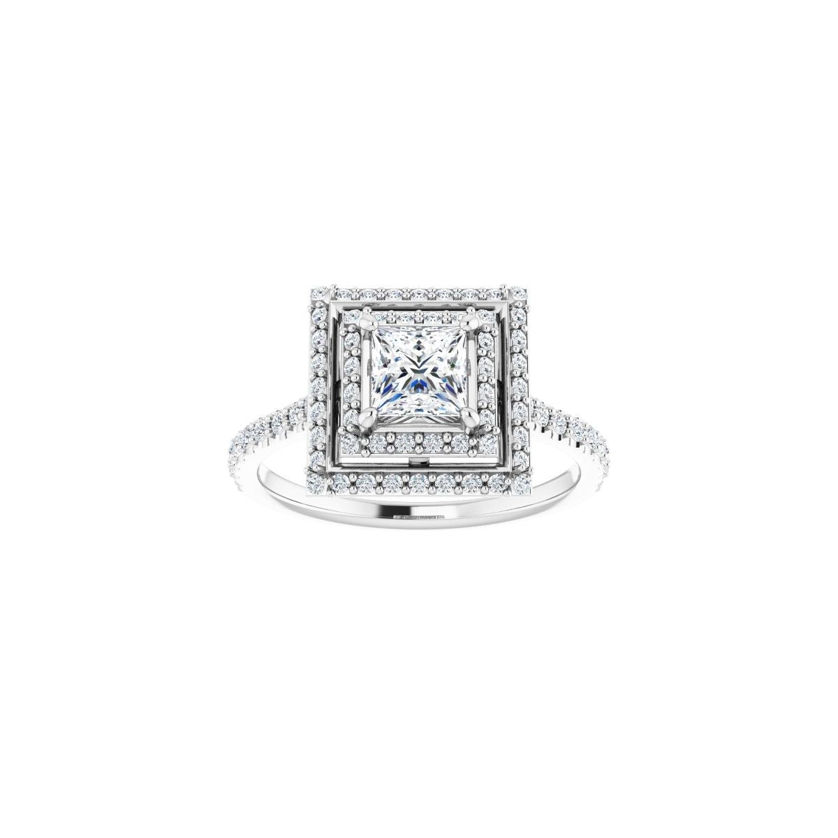 Square Double Halo-Style Engagement Ring Semi-Mount - gallery - Series 121992