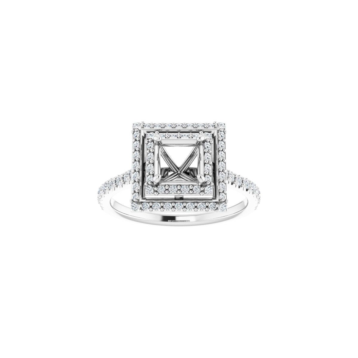 Square Double Halo-Style Engagement Ring Semi-Mount - gallery - Series 121992