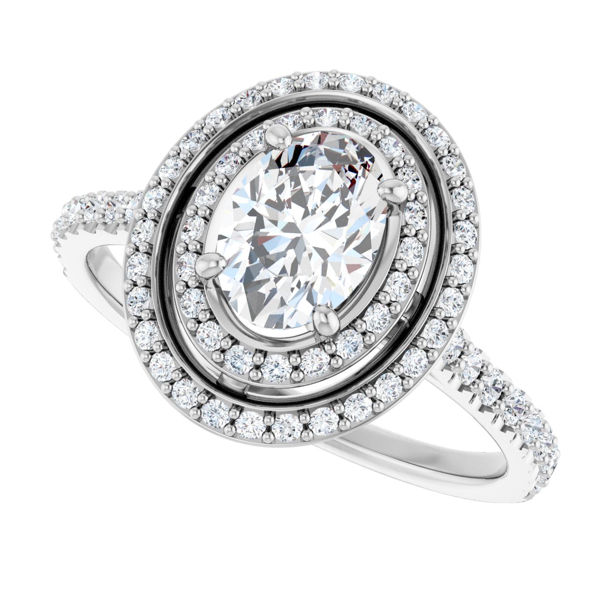 Oval Double Halo-Style Engagement Ring Semi-Mount - gallery - Series 121992